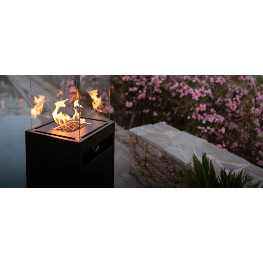 Planika - Outdoor-Gas-Kamin 142x36 cm 8kW schwarz + Schutzabdeckung
