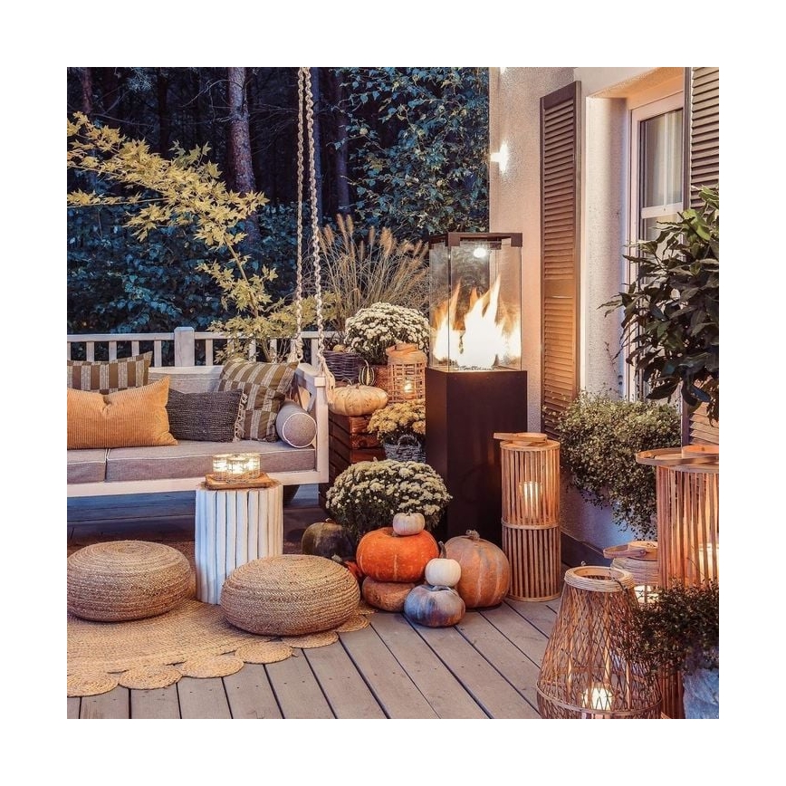 Planika - Outdoor-Gas-Kamin 142x36 cm 8kW schwarz + Schutzabdeckung