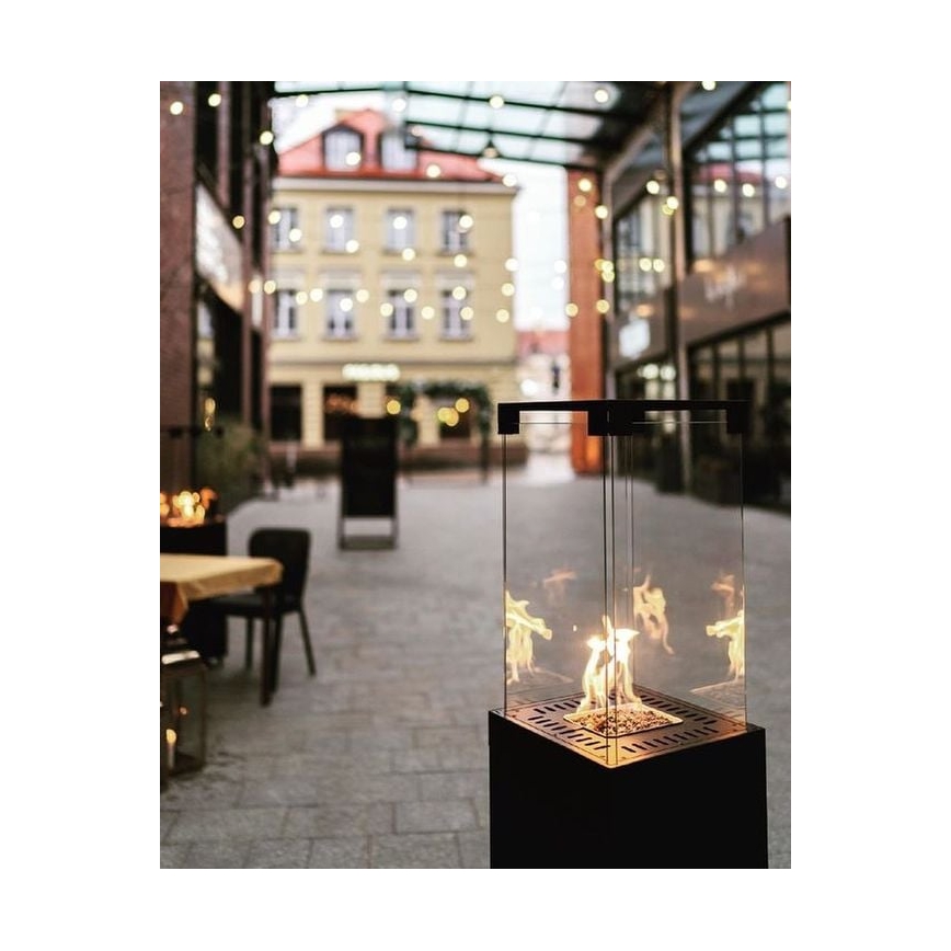 Planika - Outdoor-Gas-Kamin 142x36 cm 8kW schwarz + Schutzabdeckung