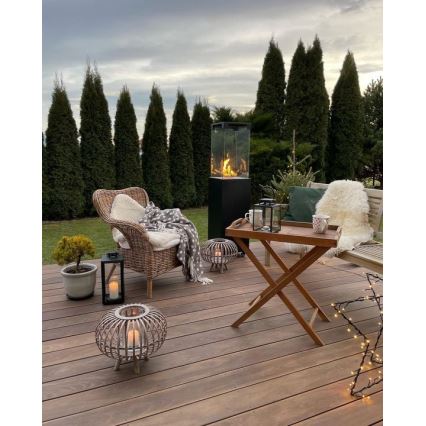 Planika - Outdoor-Gas-Kamin 142x36 cm 8kW schwarz + Schutzabdeckung