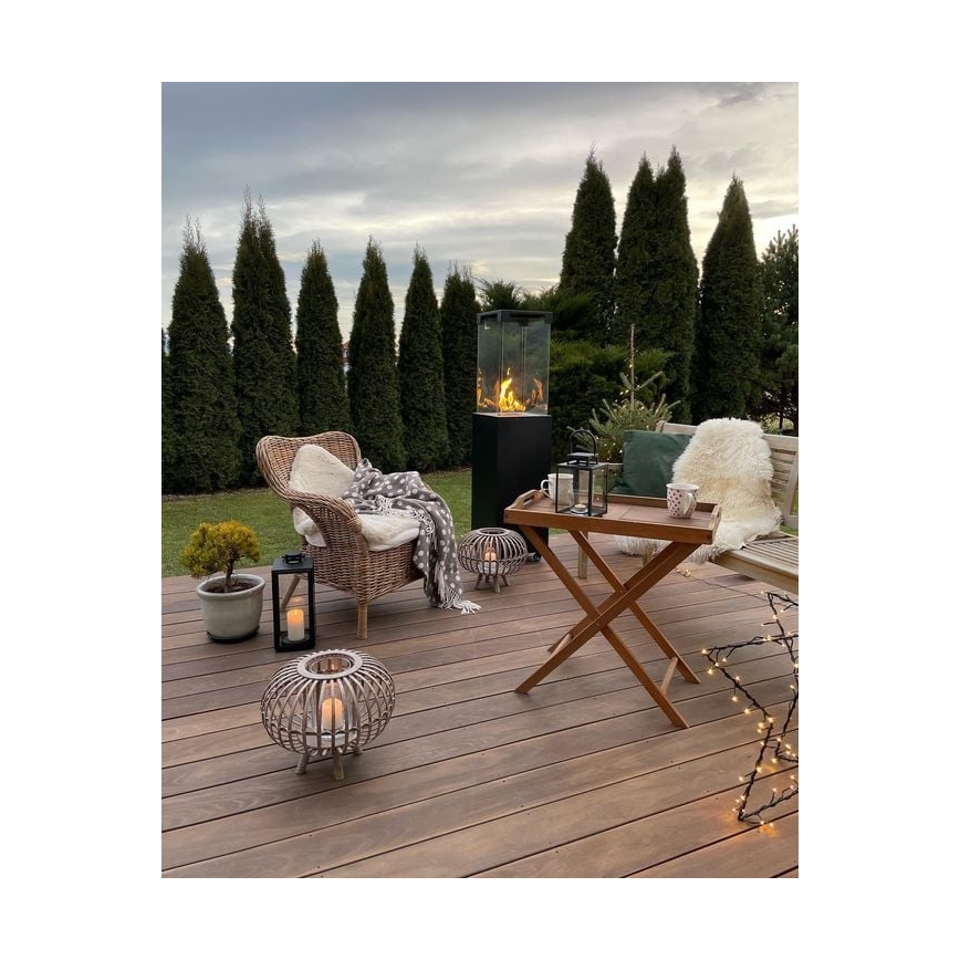 Planika - Outdoor-Gas-Kamin 142x36 cm 8kW schwarz + Schutzabdeckung