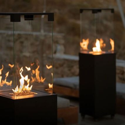 Planika - Outdoor-Gas-Kamin 142x36 cm 8kW schwarz + Schutzabdeckung