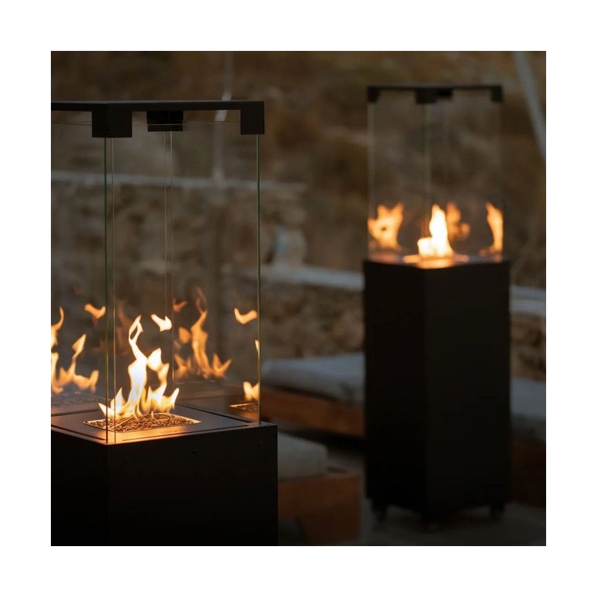 Planika - Outdoor-Gas-Kamin 142x36 cm 8kW schwarz + Schutzabdeckung