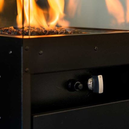 Planika - Outdoor-Gas-Kamin 142x36 cm 8kW schwarz + Schutzabdeckung