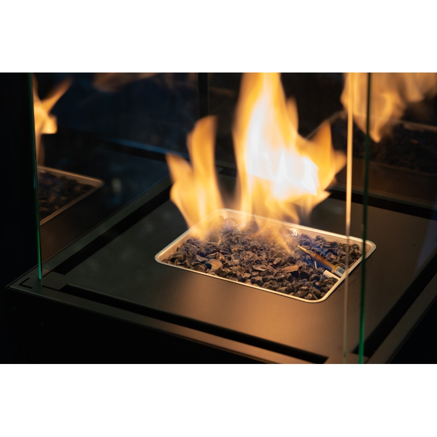 Planika - Outdoor-Gas-Kamin 142x36 cm 8kW schwarz + Schutzabdeckung