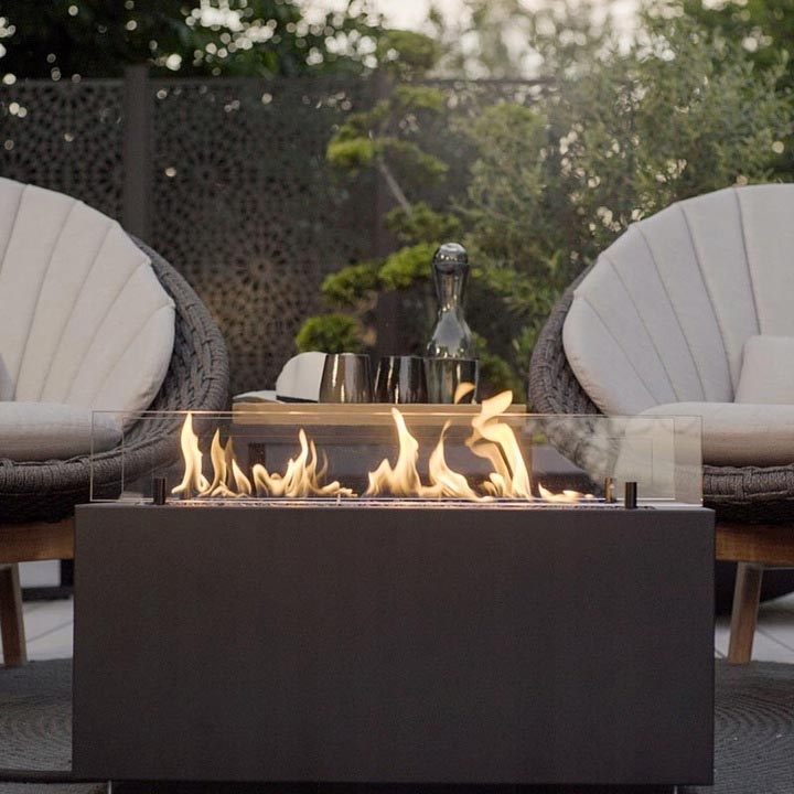 Planika - Outdoor-Gas-Kamin 41,4x69,8 cm 10kW schwarz + Schutzabdeckung