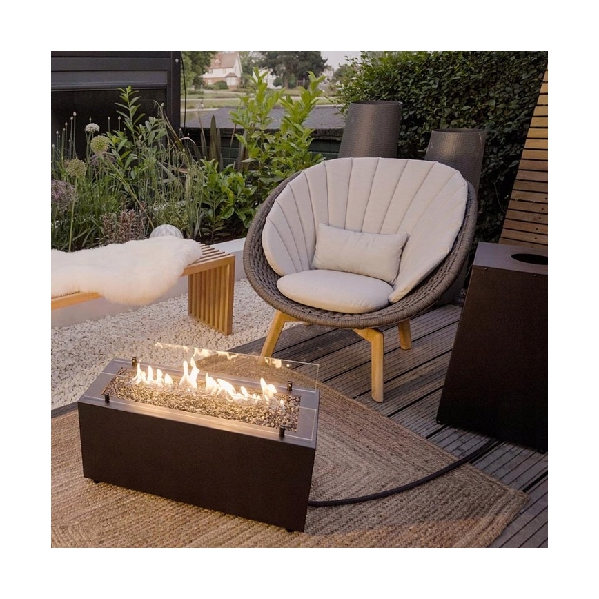 Planika - Caminetto a gas da esterno 41,4x69,8 cm 10kW nero + coperchio di protezione