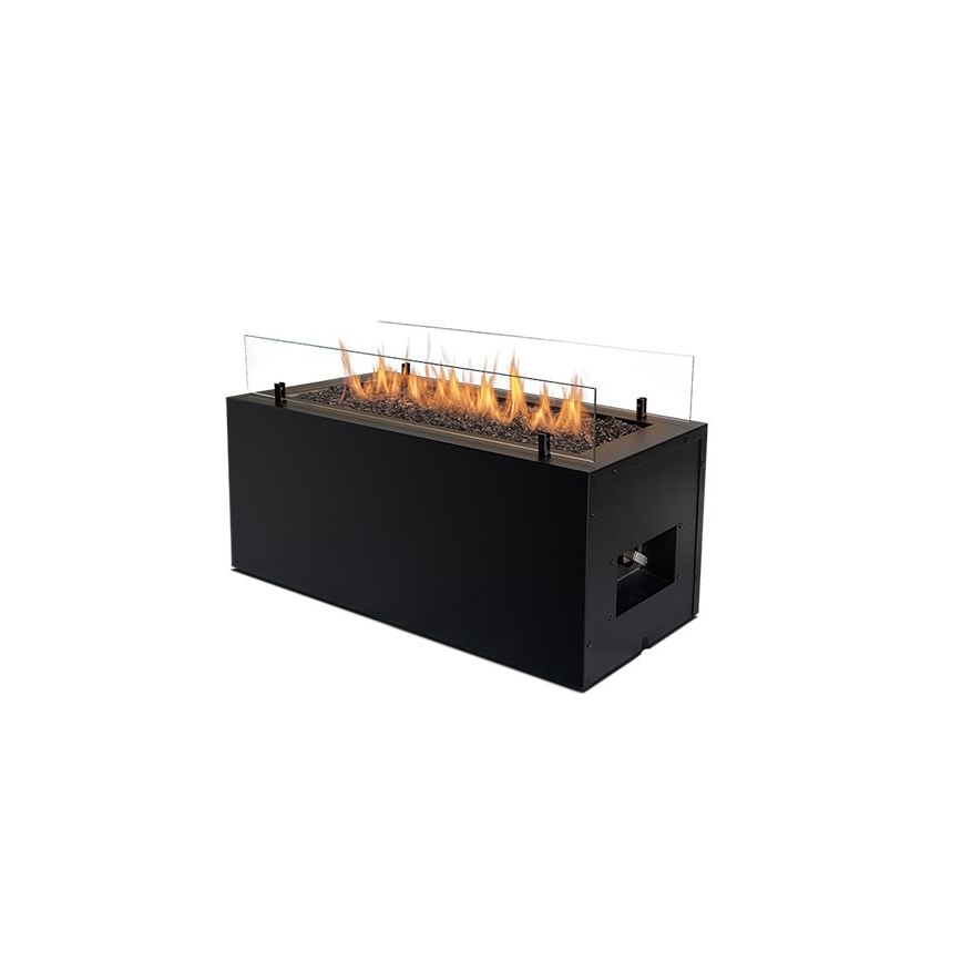 Planika - Caminetto a gas da esterno 41,4x69,8 cm 10kW nero + coperchio di protezione