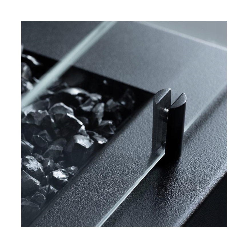Planika - Caminetto a gas da esterno 41,4x69,8 cm 10kW nero + coperchio di protezione