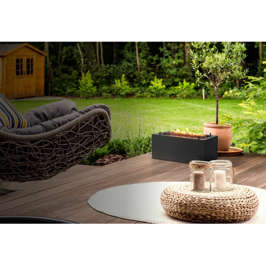 Planika - Outdoor-Gas-Kamin 41,4x69,8 cm 10kW schwarz + Schutzabdeckung