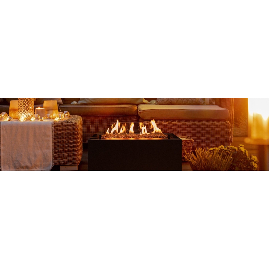 Planika - Outdoor-Gas-Kamin 41,4x69,8 cm 10kW schwarz + Schutzabdeckung