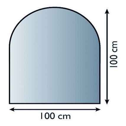 Plaque de verre pour dessous de cheminée 1000x1000x6 mm demi-arche