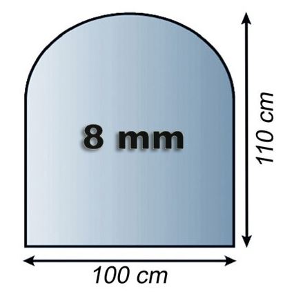 Plaque de verre pour dessous de cheminée 1100x1000x8 mm demi-arche