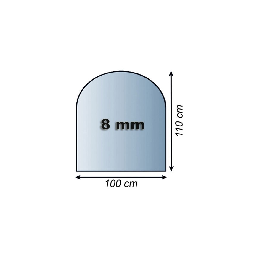 Plaque de verre pour dessous de cheminée 1100x1000x8 mm demi-arche