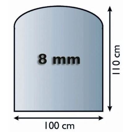 Plaque de verre pour dessous de cheminée 1100x1000x8 mm demi-arche