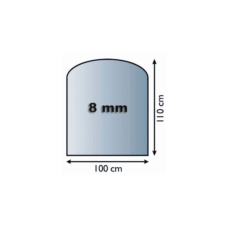 Plaque de verre pour dessous de cheminée 1100x1000x8 mm demi-arche