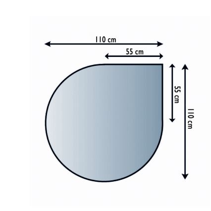 Plaque de verre pour dessous de cheminée 1100x1100x6 mm larme