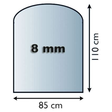 Plaque de verre pour dessous de cheminée 1100x850x8 mm demi-arche
