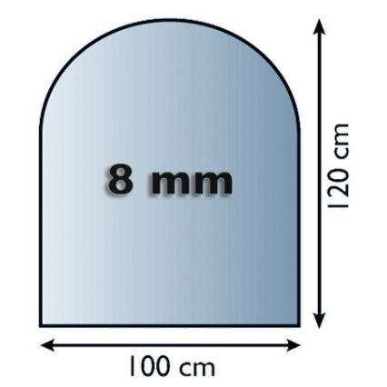 Plaque de verre pour dessous de cheminée 1200x1000x8 mm demi-arche