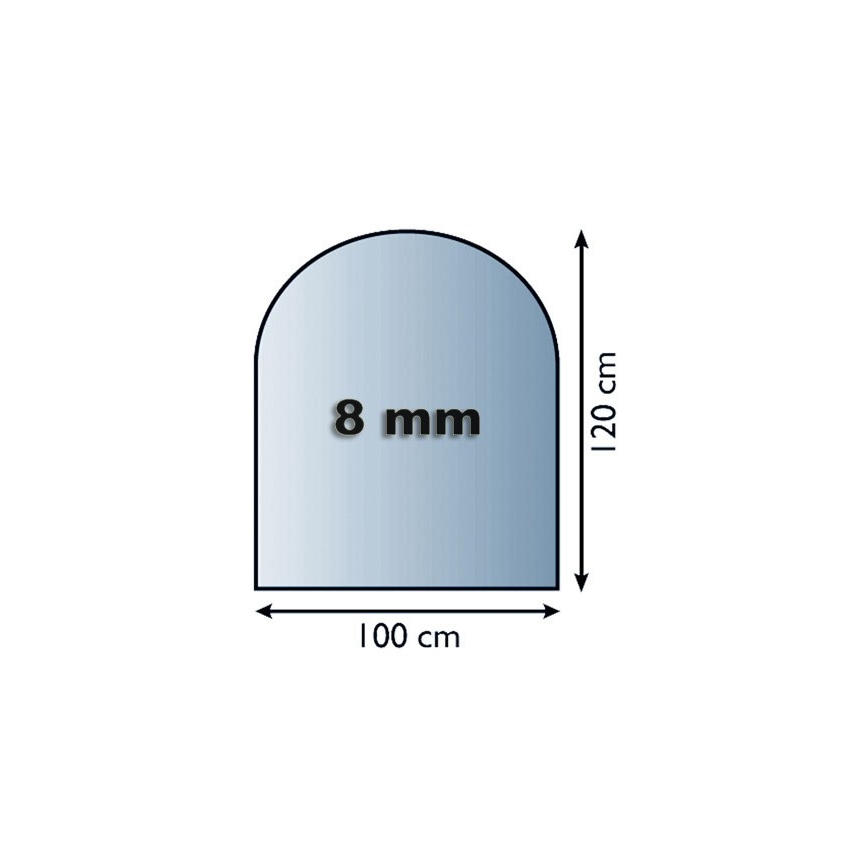 Plaque de verre pour dessous de cheminée 1200x1000x8 mm demi-arche