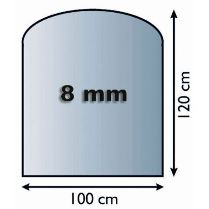 Plaque de verre pour dessous de cheminée 1200x1000x8 mm demi-arche