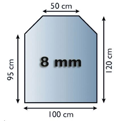 Plaque de verre pour dessous de cheminée 1200x1000x8 mm