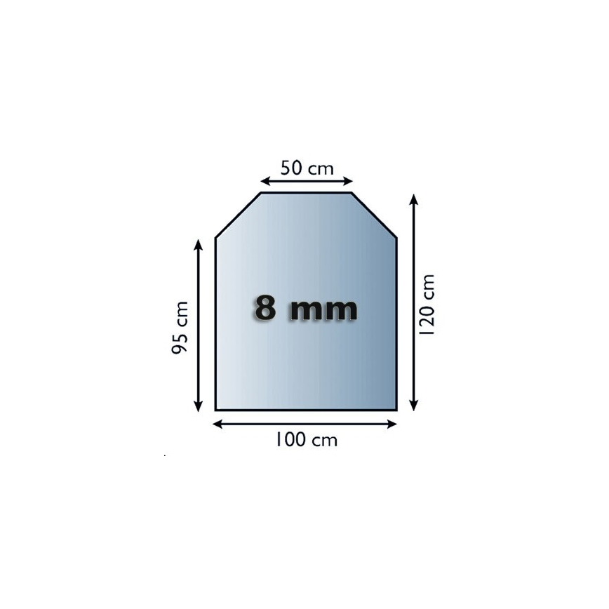 Plaque de verre pour dessous de cheminée 1200x1000x8 mm