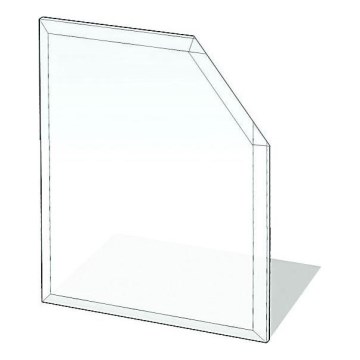 Plaque de verre pour dessous de cheminée 1250x1250x8 mm carré biseauté