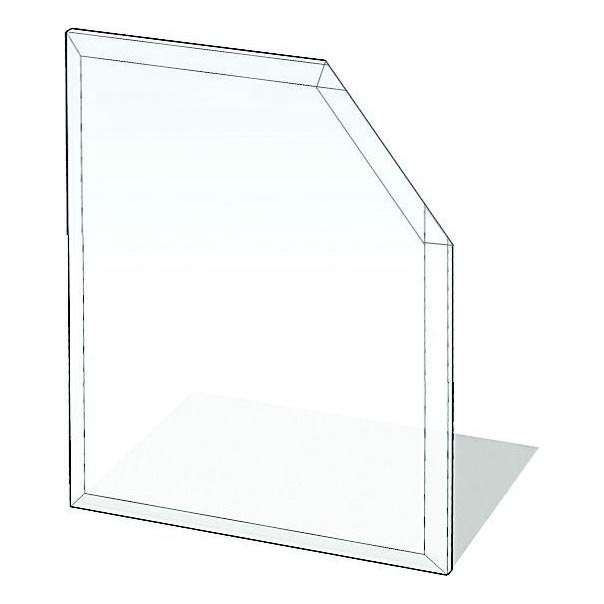 Plaque de verre pour dessous de cheminée 1250x1250x8 mm carré biseauté
