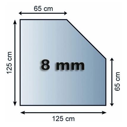 Plaque de verre pour dessous de cheminée 1250x1250x8 mm carré biseauté