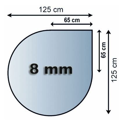 Plaque de verre pour dessous de cheminée 1250x1250x8 mm larme