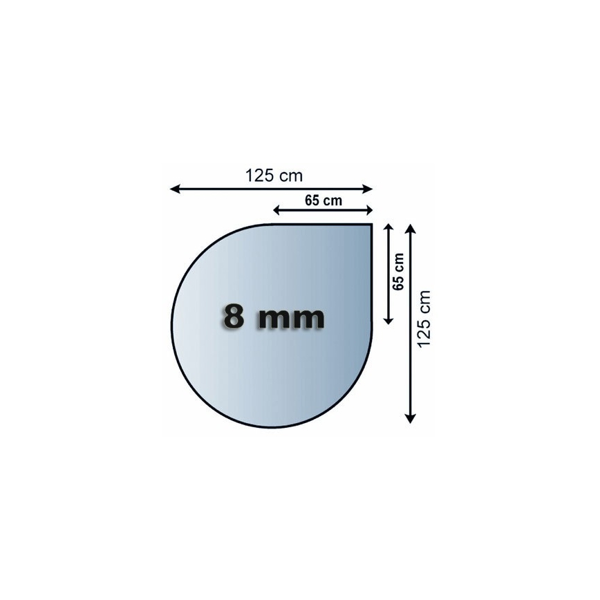Plaque de verre pour dessous de cheminée 1250x1250x8 mm larme