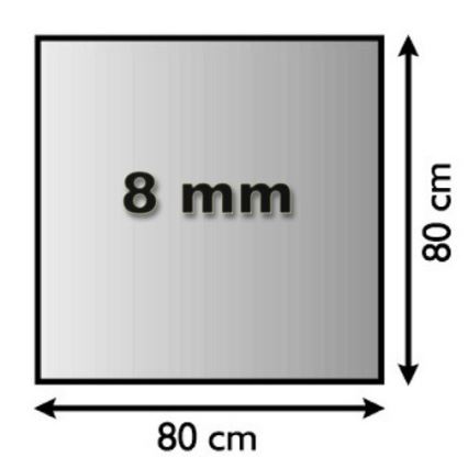 Plaque de verre pour dessous de cheminée 800x800x8 mm carré