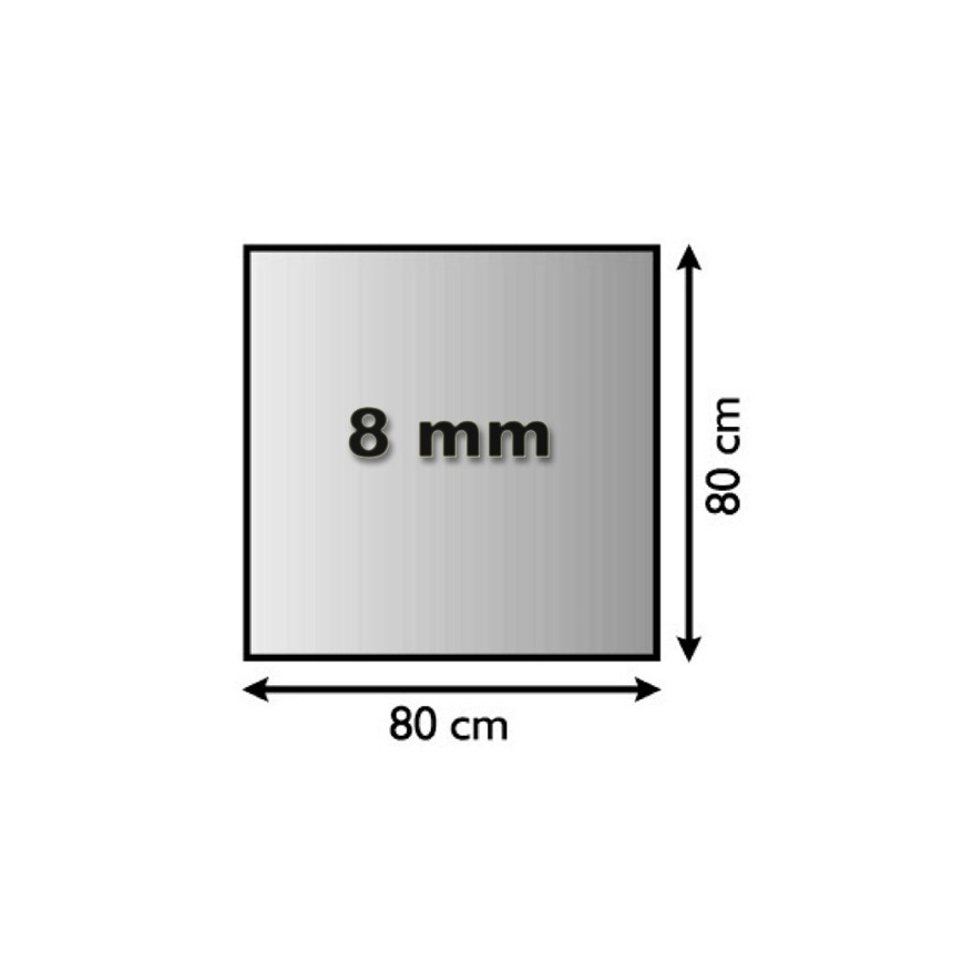 Plaque de verre pour dessous de cheminée 800x800x8 mm carré