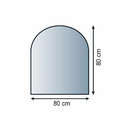 Plaque de verre pour dessous de cheminée 800x800x8 mm demi-arche