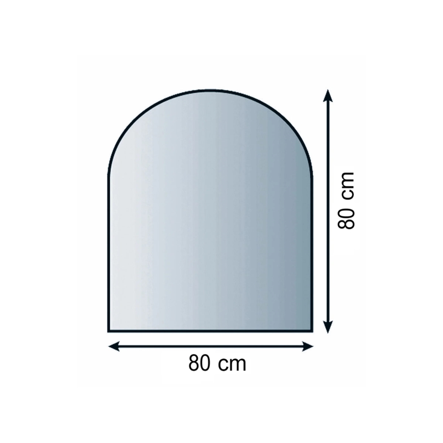 Plaque de verre pour dessous de cheminée 800x800x8 mm demi-arche