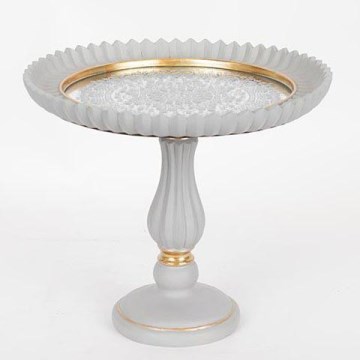 Plateau décoratif d. 23,5 cm blanc/doré