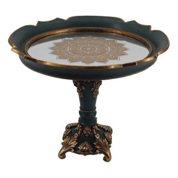 Plateau décoratif d. 24,7 cm vert/doré
