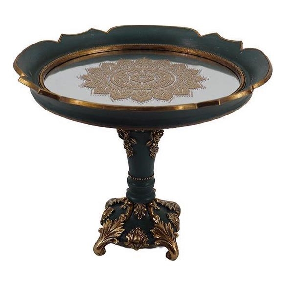 Plateau décoratif d. 24,7 cm vert/doré