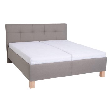 Polsterbett mit Matratze und Stauraum MARIA 180x200 cm Taupe