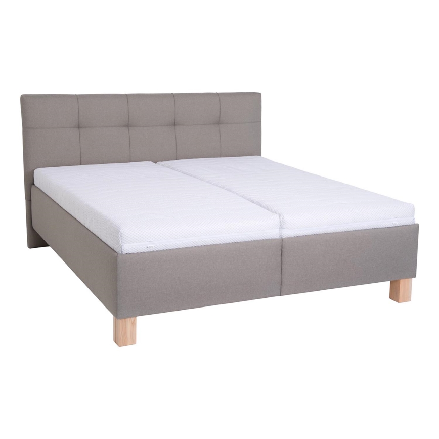 Polsterbett mit Matratze und Stauraum MARIA 180x200 cm Taupe