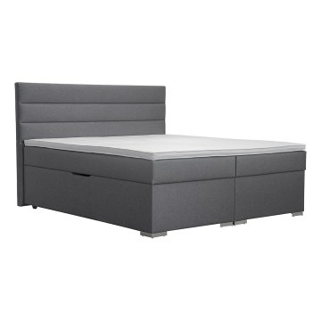 Polsterbett mit Stauraum und Matratzen mit Topper NEW BOLERO 160x200 cm grau
