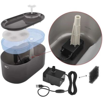 Pompa di ricambio per fontane d'acqua smart nero