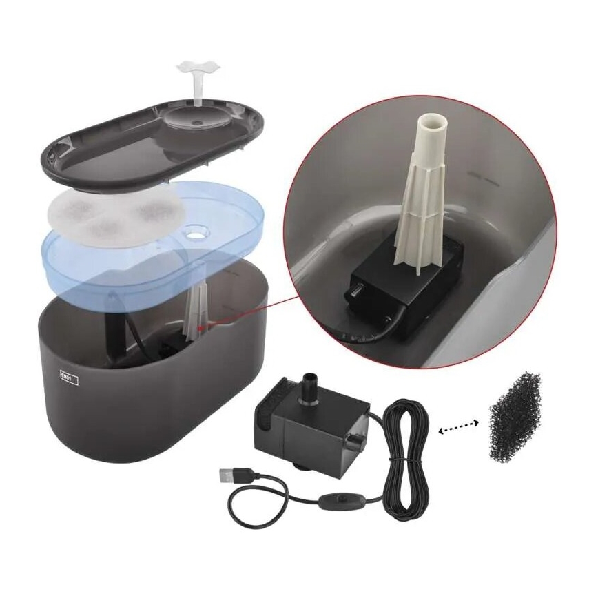 Pompa di ricambio per fontane d'acqua smart nero