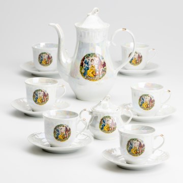 Porcellana tè set perlato bianco