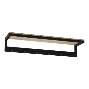 Porta asciugamani da parete con ripiano 10x60 cm nero