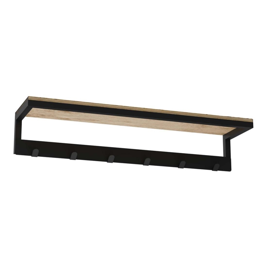 Porta asciugamani da parete con ripiano 10x60 cm nero
