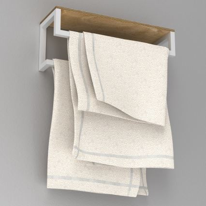 Porta asciugamani da parete con ripiano 14x40 cm bianco