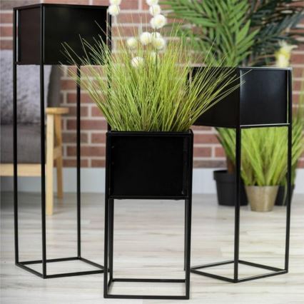 Portafiori 90x24 cm nero