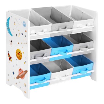 Portaoggetti per bambini con scatole in tessuto ANET blu/bianco